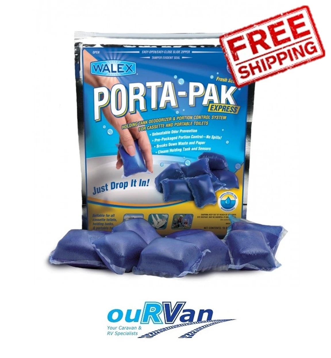 WALEX PORTA-PAK DROP IN 15 SACHET CARAVAN BLUE TOILET CHEMICAL 040873 2 WALEX PORTA-PAK DROP IN 15 SACHET CARAVAN BLUE TOILET CHEMICAL 040873 - Image 2