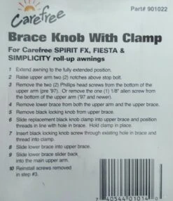 CAREFREE AWNING BRACE LOCKING KNOB WITH BACKING NUT 200-34120 CARAVAN RV -RV Accessories Store 112090216935 8