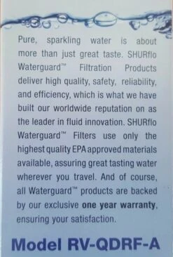 SHURFLO RV-QDRF-A GENUINE REPLACEMENT WATER FILTER CARAVAN JAYCO 036795 -RV Accessories Store 112096053396 3