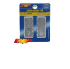 AP AUTO LAMPS WHITE REFLECTOR PAIR AP80035 STICK ON CARAVAN TRAILER RETRO
