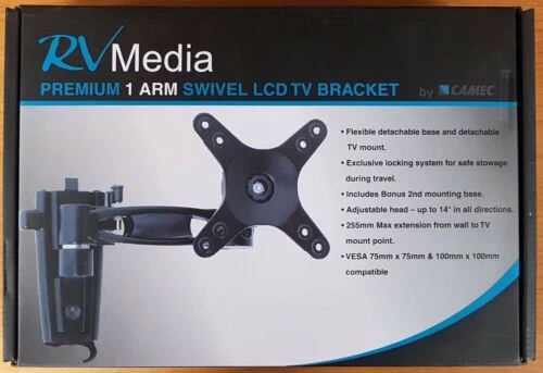 CAMEC CARAVAN TV BRACKET RV MEDIA 1 ARM 042162 MULTI FIT MOUNT INCLUDED 2 CAMEC CARAVAN TV BRACKET RV MEDIA 1 ARM 042162 MULTI FIT MOUNT INCLUDED - Image 2