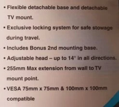 CAMEC CARAVAN TV BRACKET RV MEDIA 3 ARM 042164 MULTI FIT MOUNT INCLUDED -RV Accessories Store 12 ed3f1477 c849 4c91 a9b8 e7becf0f43f0