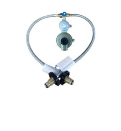 BRAIDED GAS PIGTAIL REGULATOR KIT CHANGEOVER TWIN CYL POL 1/4 INV FLARE 450MM - 51-HTFP14I450 KIT