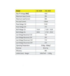 SOLAR CHARGE CONTROLLER VOLTECH AJDUSTABLE 12/24V 30A -RV Accessories Store ISC 3030 SolarchargecontrollerVoltech1224V30A 04